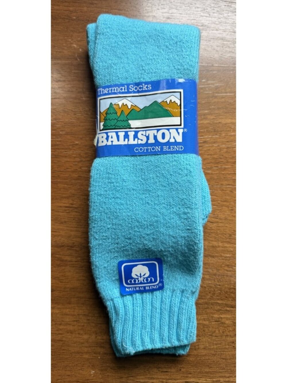 Deadstock Vintage 90s Thermal Boot Socks Cotton Blue Womens 9-11